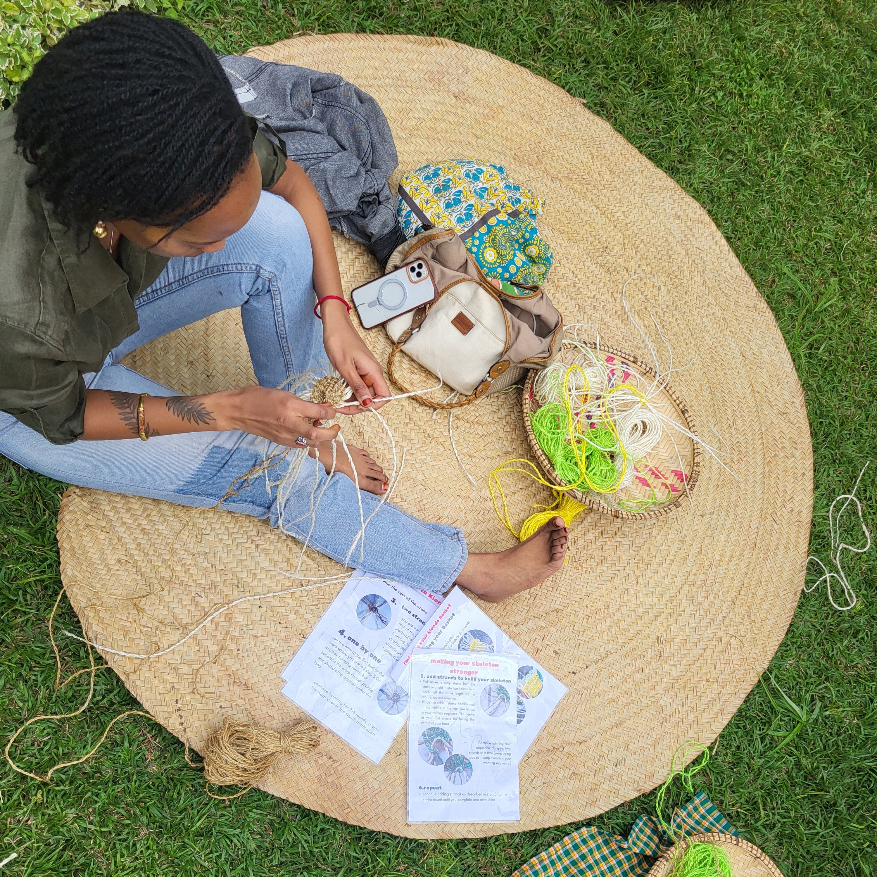making a kiondo during Okapu basket weaving workshop in Nairobi
